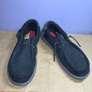 Hey Dude Wally flex knit lace up loafers Sz 12 black grey